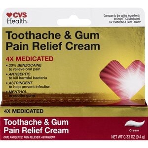 slide 1 of 1, CVS Health Toothache And Gum Pain Relief Cream, 0.33 Oz, 1 ct