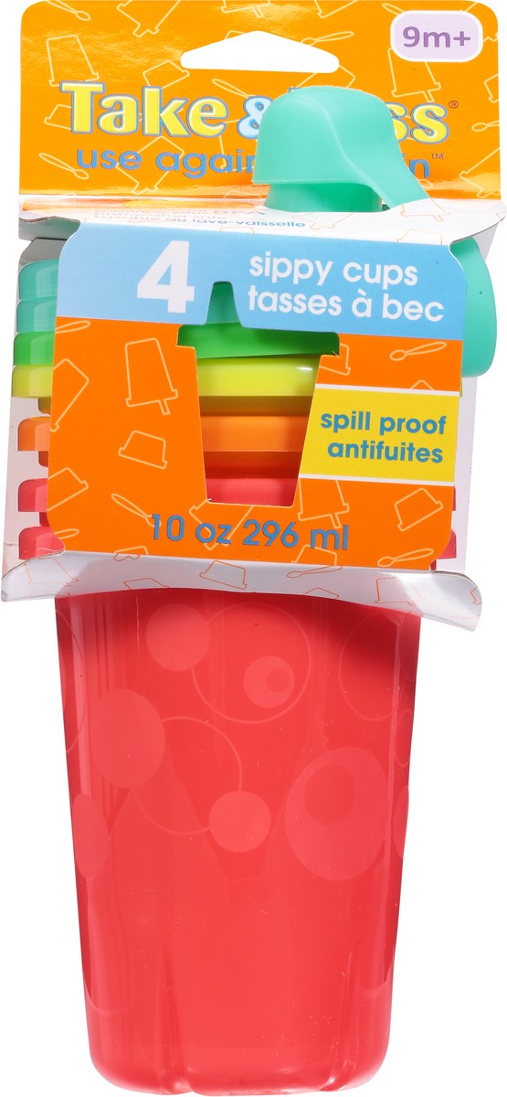 slide 3 of 12, Take & Toss 9 Months+ Use Again and Again Sippy Cups 4 ea, 4 ct