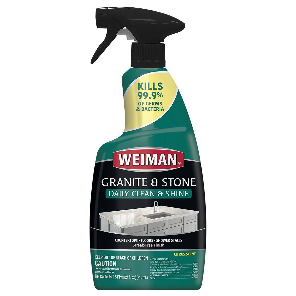 slide 1 of 1, Weiman Granite & Stone Daily Clean & Shine with Disinfectant - 24oz, 