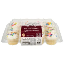 Bakery Gold Mini Cupcakes with White Frosting - 12 ct