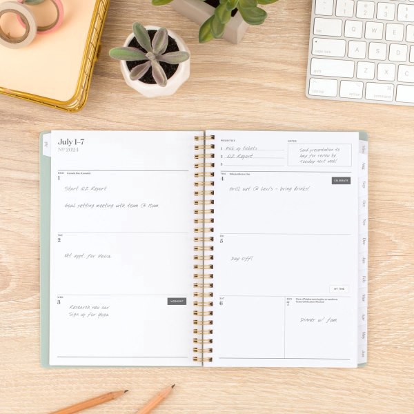 slide 5 of 10, 2024-2025 Cambridge Workstyle Classic Weekly/Monthly Academic Planner, 5-1/2"" X 8-1/2"", Mellow Frost, July 2024 To June 2025, 1606-200A-46, 1 ct