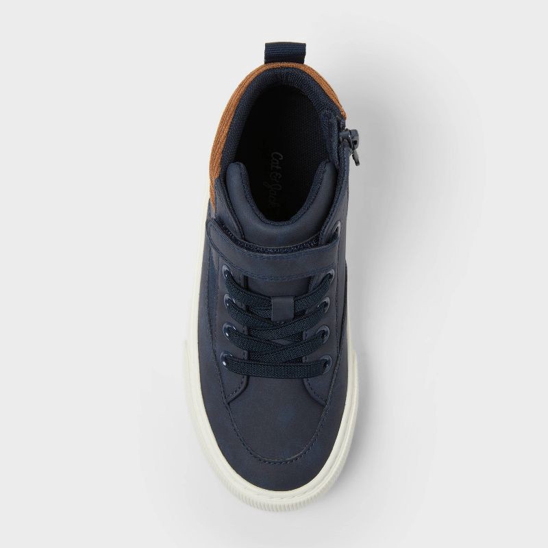 slide 4 of 4, Kids' Robert Sneaker Boots - Cat & Jack™ Navy Blue 2: Chelsea Style, Zipper & Hook Closure, Padded Collar, Medium Width, 1 ct