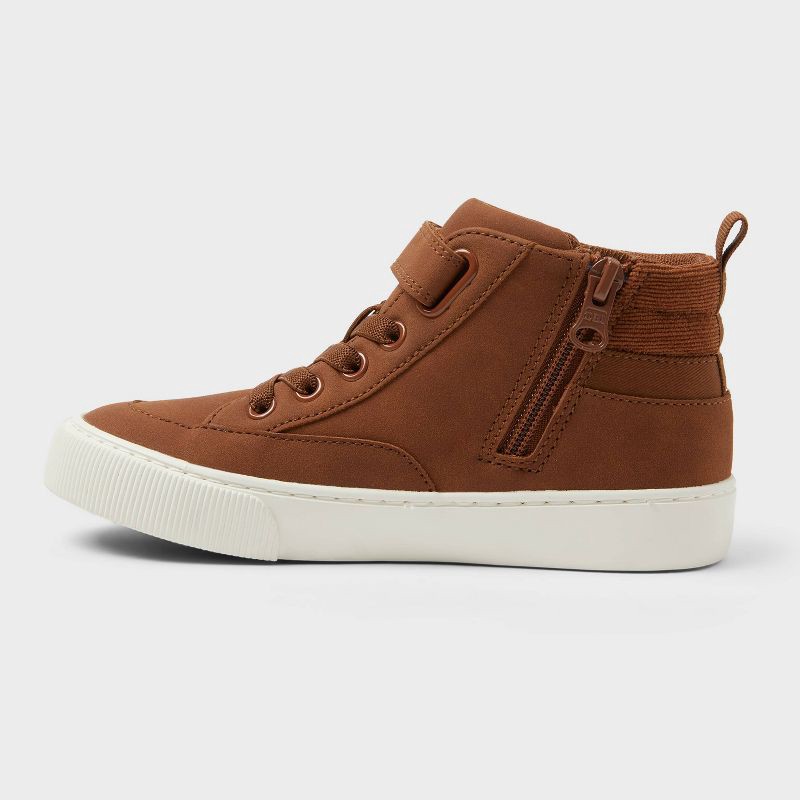 slide 2 of 4, Kids' Robert Sneaker Boots - Cat & Jack™ Cognac 3: Zipper, Hook and Loop, Padded Collar, 1 ct