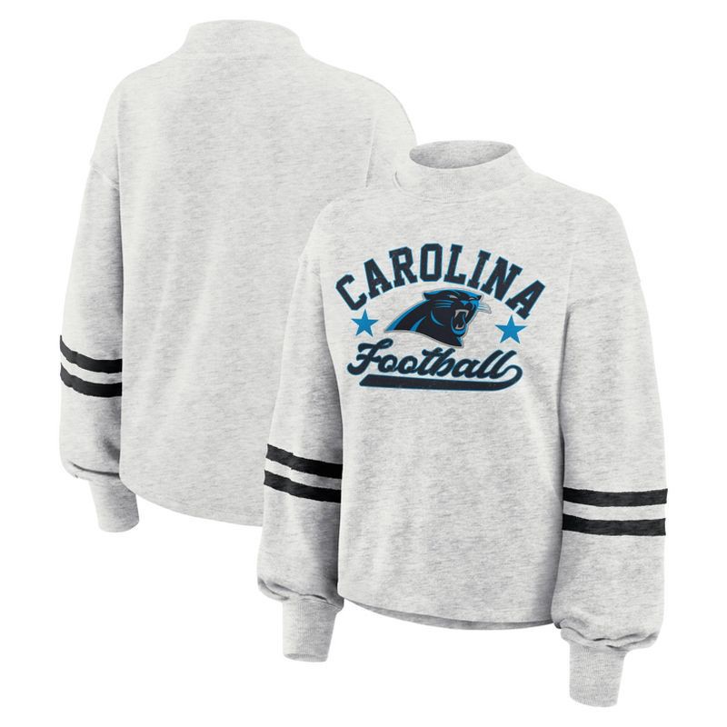 slide 2 of 4, NFL Carolina Panthers Women's Oatmeal Heather Crew Neck - M, 1 ct