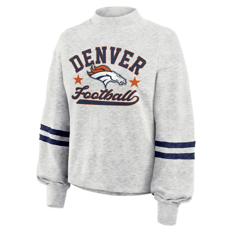 slide 2 of 4, NFL Denver Broncos Women's Oatmeal Heather Crew Neck - M, 1 ct