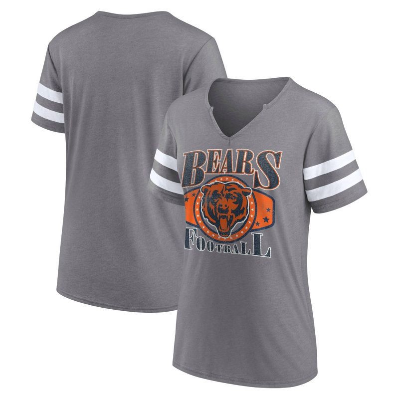 slide 3 of 3, NFL Chicago Bears Women's Gray Short Sleeve Split Neck T-Shirt - M, 1 ct
