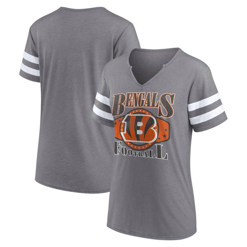 slide 3 of 3, NFL Cincinnati Bengals Women's Gray Short Sleeve Split Neck T-Shirt - M, 1 ct