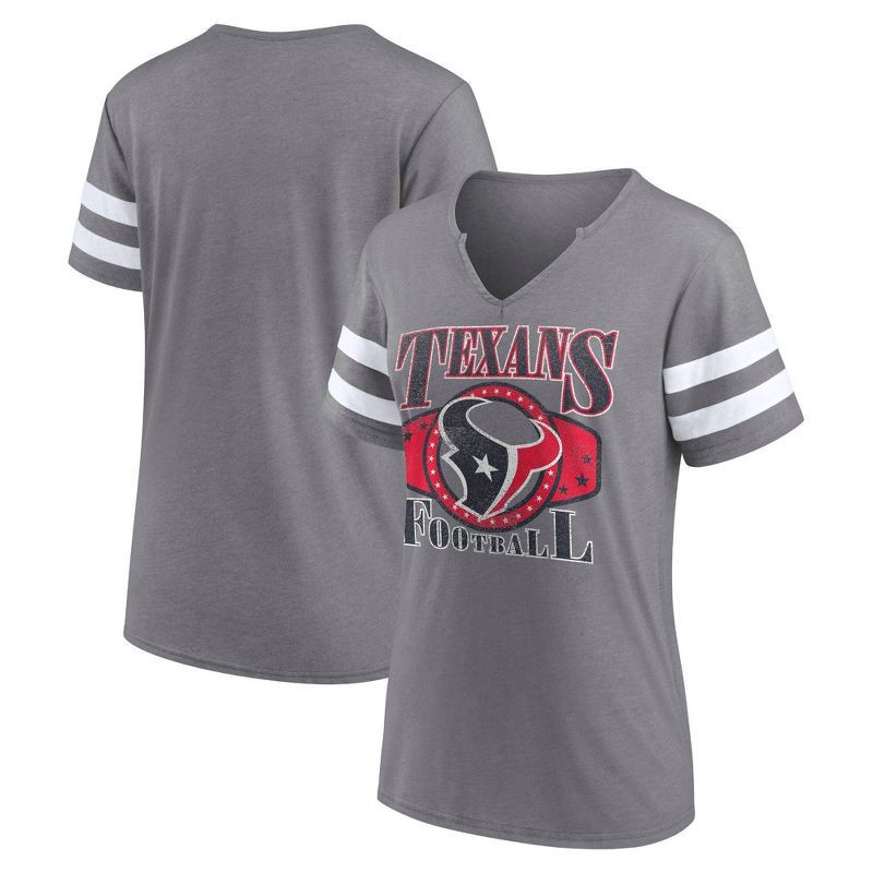 slide 3 of 3, NFL Houston Texans Women's Gray Short Sleeve Split Neck T-Shirt - L, 1 ct