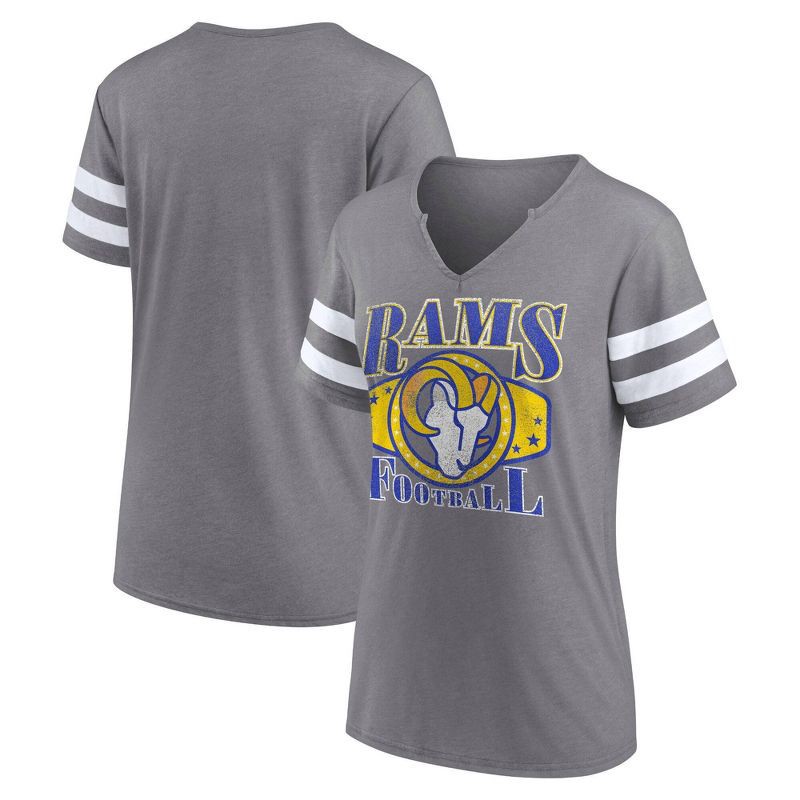 slide 3 of 3, NFL Los Angeles Rams Women's Gray Short Sleeve Split Neck T-Shirt - L, 1 ct