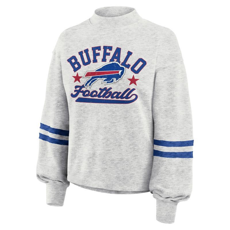 slide 2 of 3, NFL Buffalo Bills Women's Oatmeal Heather Crew Neck - L, 1 ct
