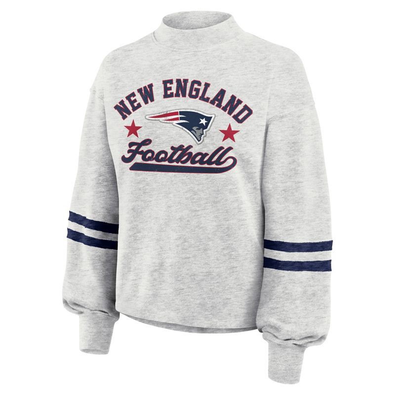slide 2 of 3, NFL New England Patriots Women's Oatmeal Heather Crew Neck - L, 1 ct