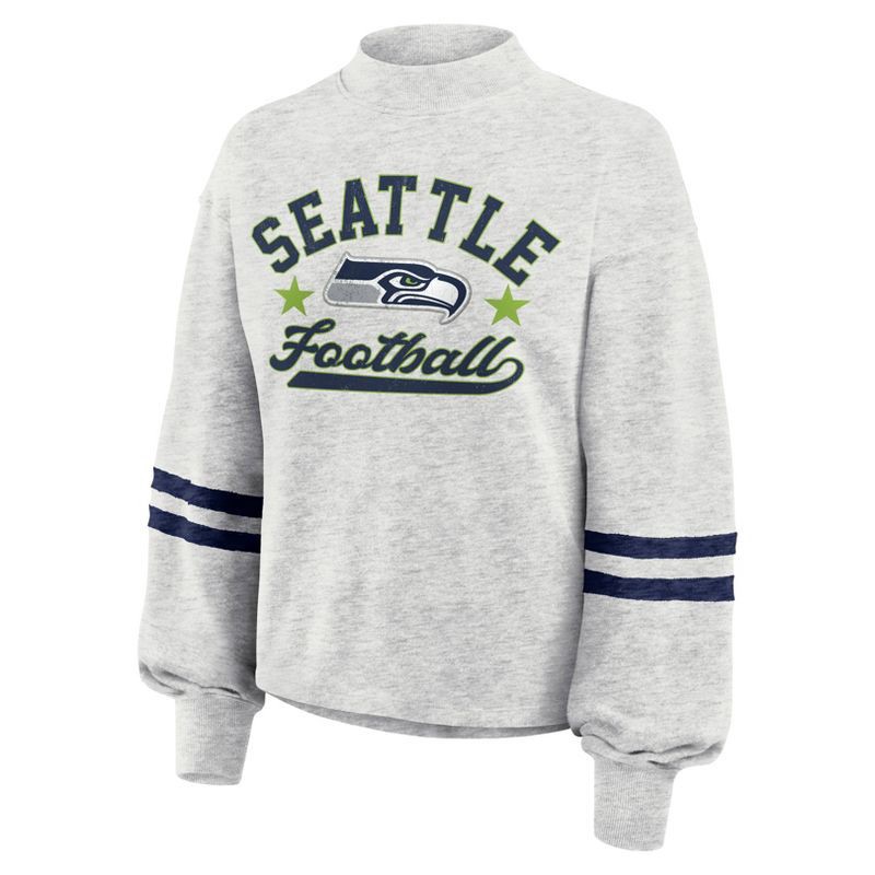 slide 2 of 5, NFL Seattle Seahawks Women's Oatmeal Heather Crew Neck - L, 1 ct