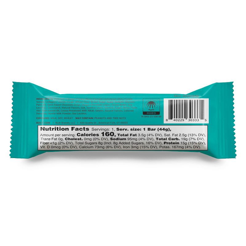 slide 2 of 3, Built Bar Cookie Dough Chunk Puff Protein Bar - 15g Protein - 1.55oz, 15 gram, 1.55 oz