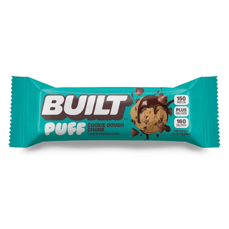 slide 1 of 3, Built Bar Cookie Dough Chunk Puff Protein Bar - 15g Protein - 1.55oz, 15 gram, 1.55 oz