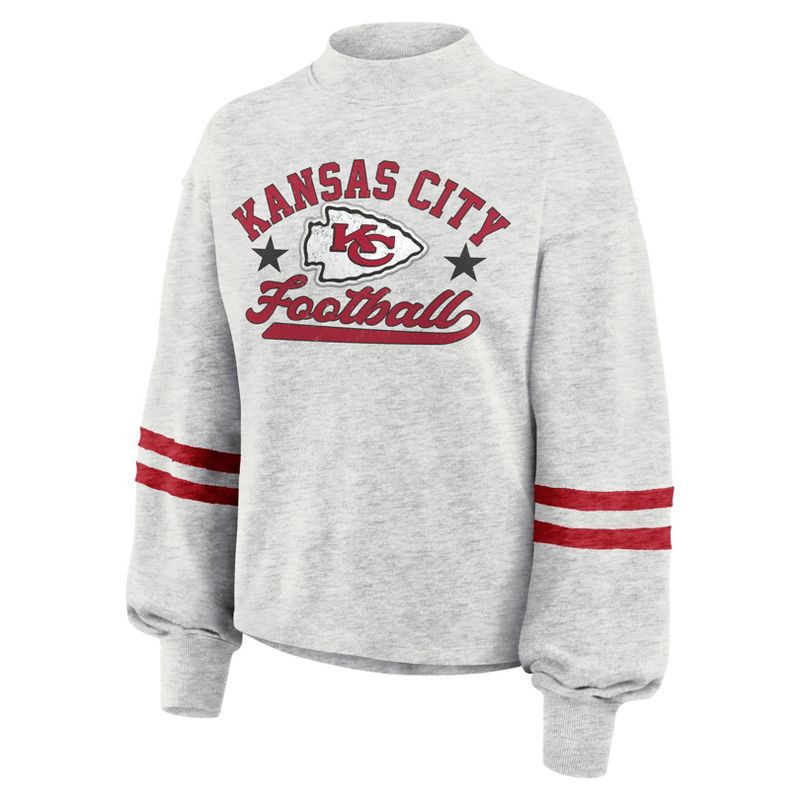slide 3 of 4, NFL Kansas City Chiefs Women's Oatmeal Heather Crew Neck - XL, 1 ct