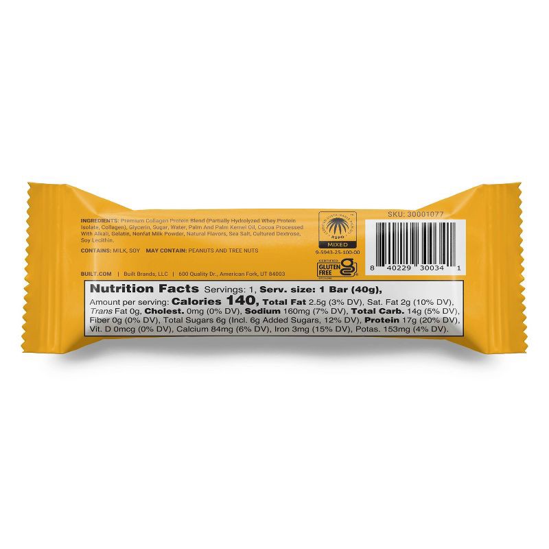 slide 2 of 3, Built Bar Salted Caramel Puff Protein Bar - 17g Protein - 1.41oz, 17 gram, 1.41 oz