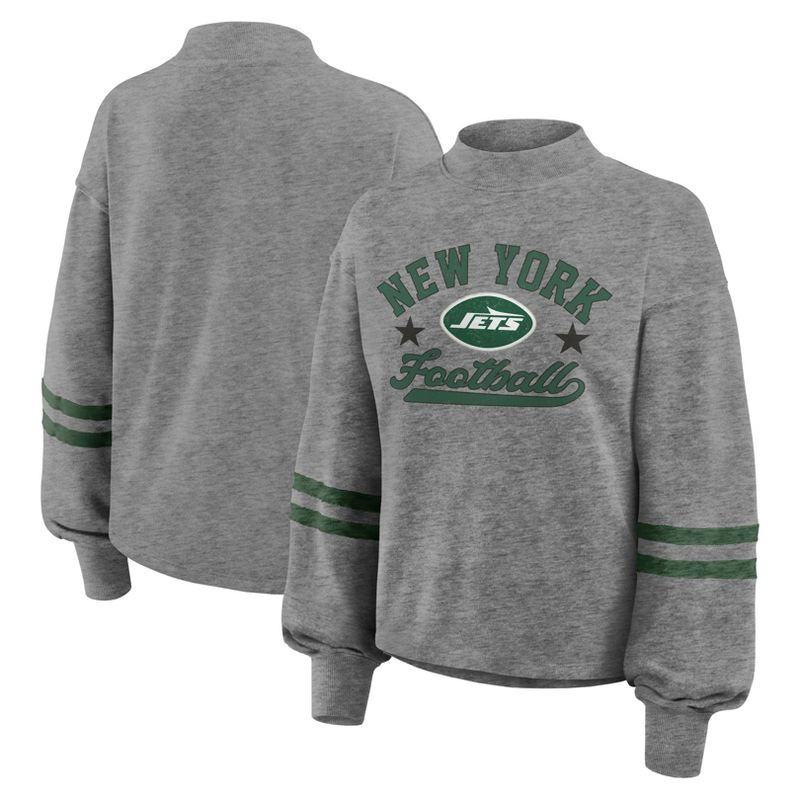 slide 3 of 3, NFL New York Jets Women's Oatmeal Heather Crew Neck - XXL, 1 ct