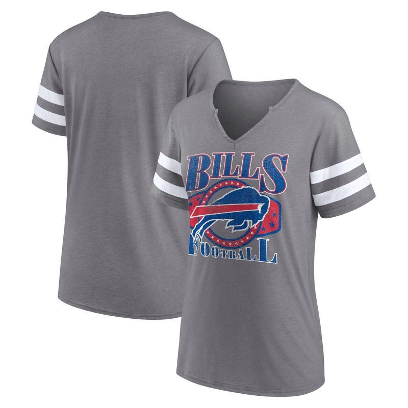 slide 3 of 3, NFL Buffalo Bills Women's Gray Short Sleeve Split Neck T-Shirt - XL, 1 ct