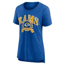 NFL Los Angeles Rams Women's Heather Short Sleeve Tri-Blend T-Shirt - S