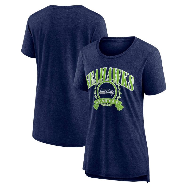 slide 3 of 3, NFL Seattle Seahawks Women's Heather Short Sleeve Tri-Blend T-Shirt - S, 1 ct