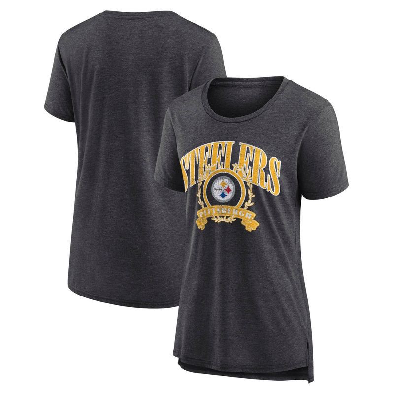 slide 3 of 3, NFL Pittsburgh Steelers Women's Heather Short Sleeve Tri-Blend T-Shirt - M, 1 ct