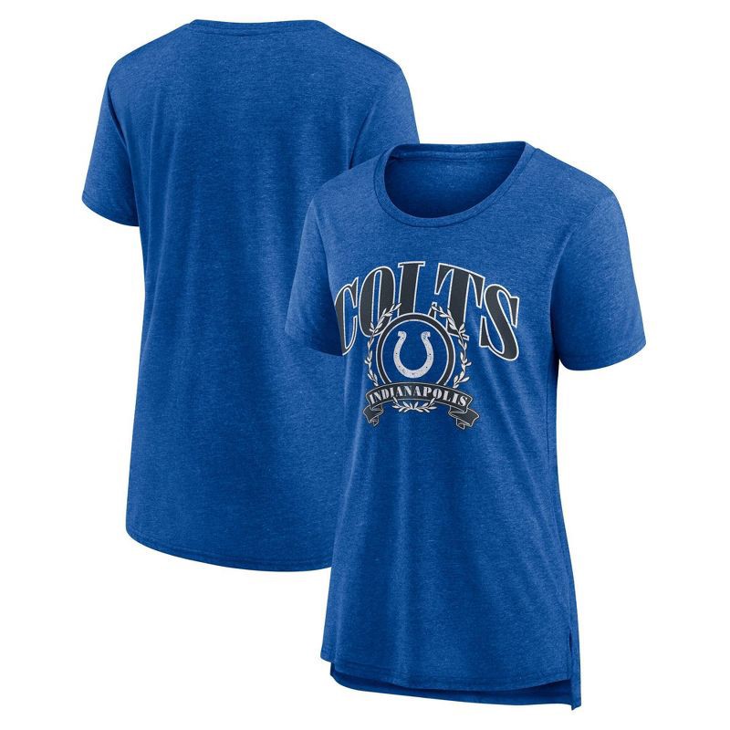 slide 3 of 3, NFL Indianapolis Colts Women's Heather Short Sleeve Tri-Blend T-Shirt - L, 1 ct