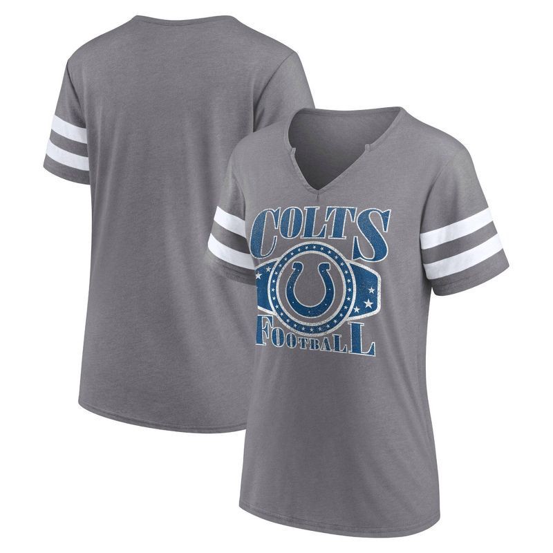 slide 3 of 3, NFL Indianapolis Colts Women's Gray Short Sleeve Split Neck T-Shirt - XXL, 1 ct
