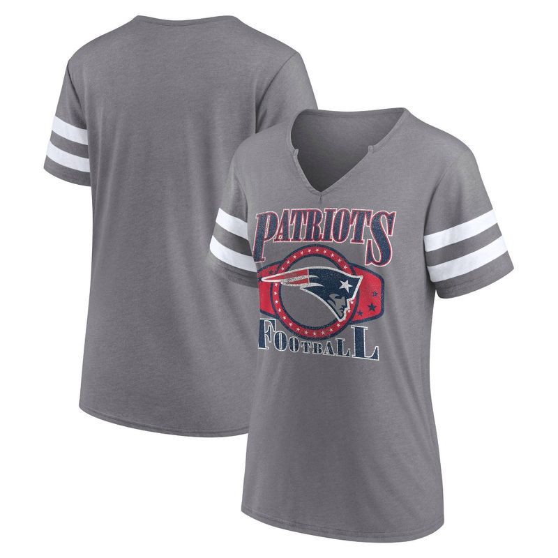 slide 3 of 3, NFL New England Patriots Women's Gray Short Sleeve Split Neck T-Shirt - XXL, 1 ct