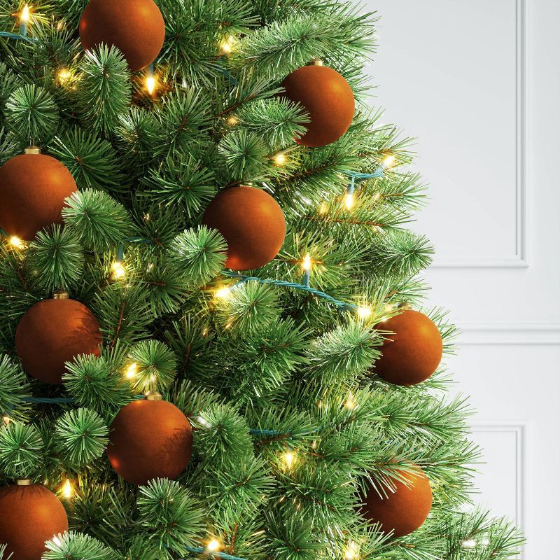 slide 2 of 4, 9ct 80mm Christmas Flocked Ball Ornament Set Brown - Wondershop™, 9 ct