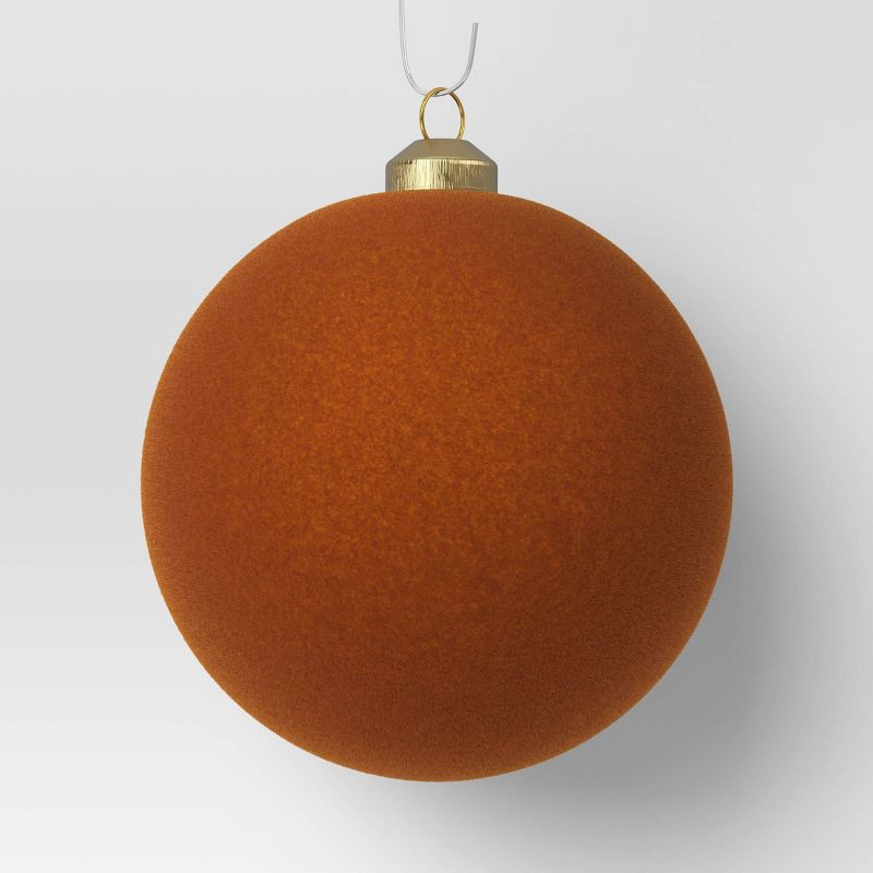 slide 4 of 4, 9ct 80mm Christmas Flocked Ball Ornament Set Brown - Wondershop™, 9 ct