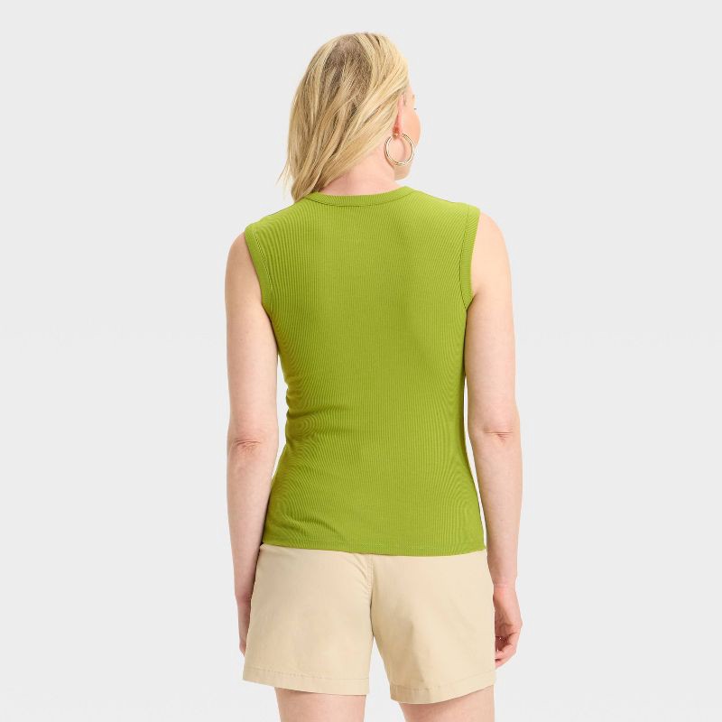 slide 2 of 3, Women's Ribbed Muscle Tank Top - A New Day™ Green S, 1 ct