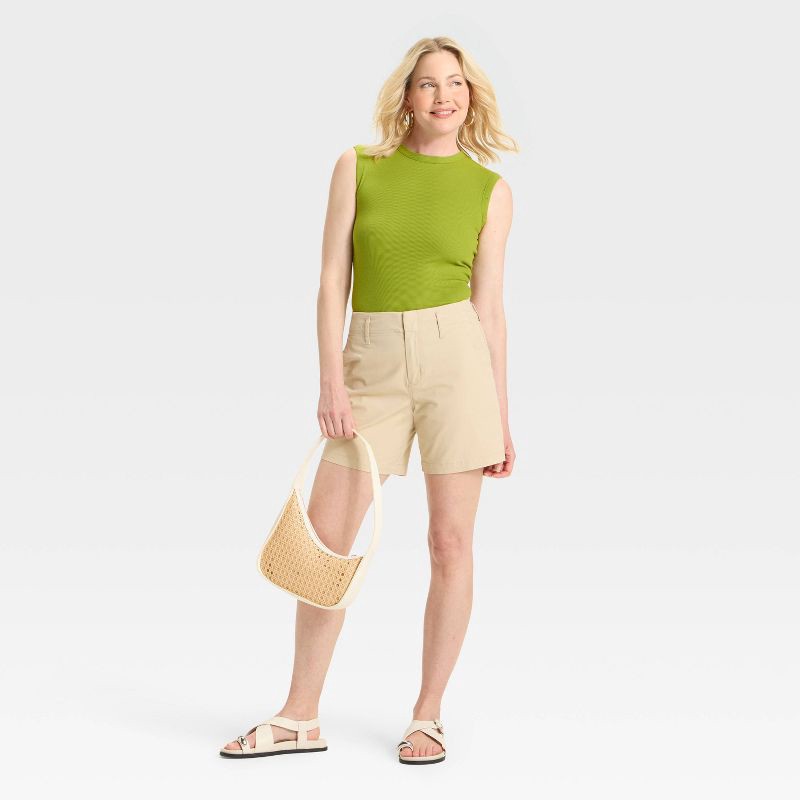 slide 3 of 3, Women's Ribbed Muscle Tank Top - A New Day™ Green S, 1 ct