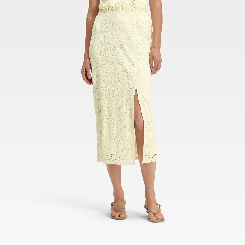 slide 1 of 3, Women's Lace Column A-Line Skirt - A New Day™ White 6, 1 ct