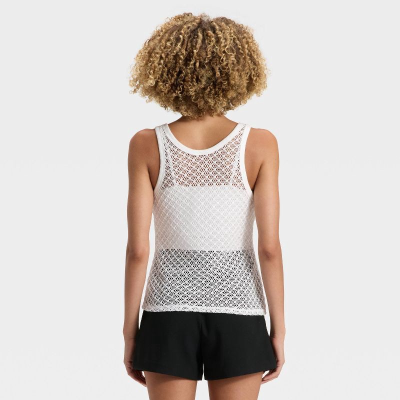 slide 2 of 4, Women's Embellished Crochet Tank Top - A New Day™ White S, 1 ct