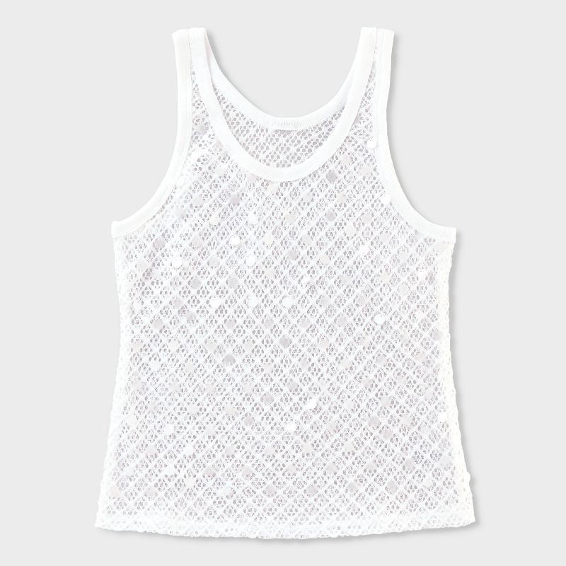slide 4 of 4, Women's Embellished Crochet Tank Top - A New Day™ White S, 1 ct