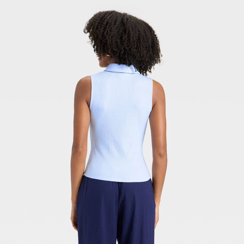 slide 2 of 4, Women's Ribbed Tank Top - A New Day™ Blue S, 1 ct