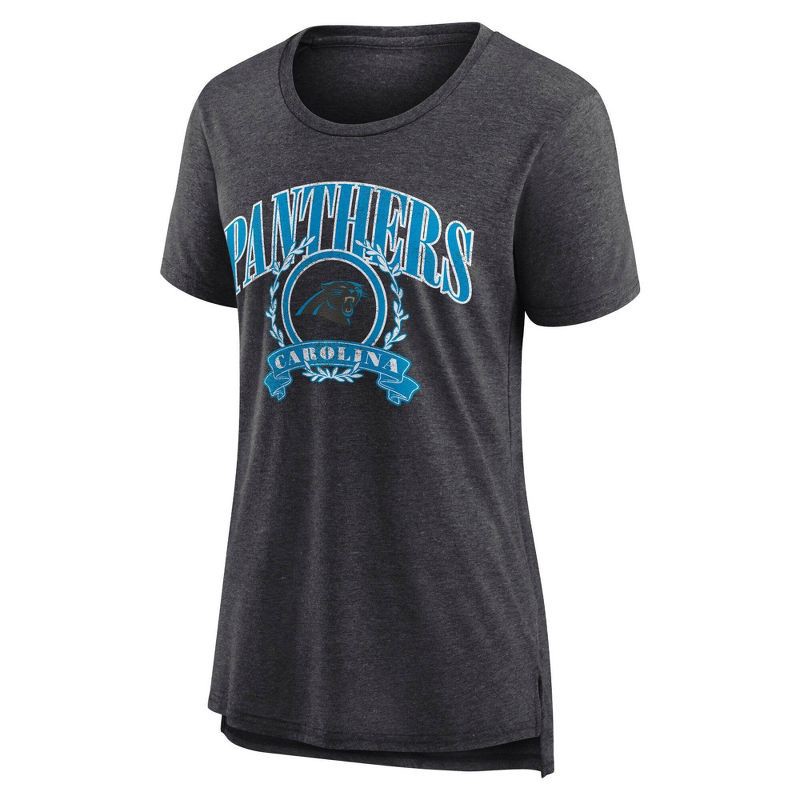 slide 1 of 3, NFL Carolina Panthers Women's Heather Short Sleeve Tri-Blend T-Shirt - XL, 1 ct
