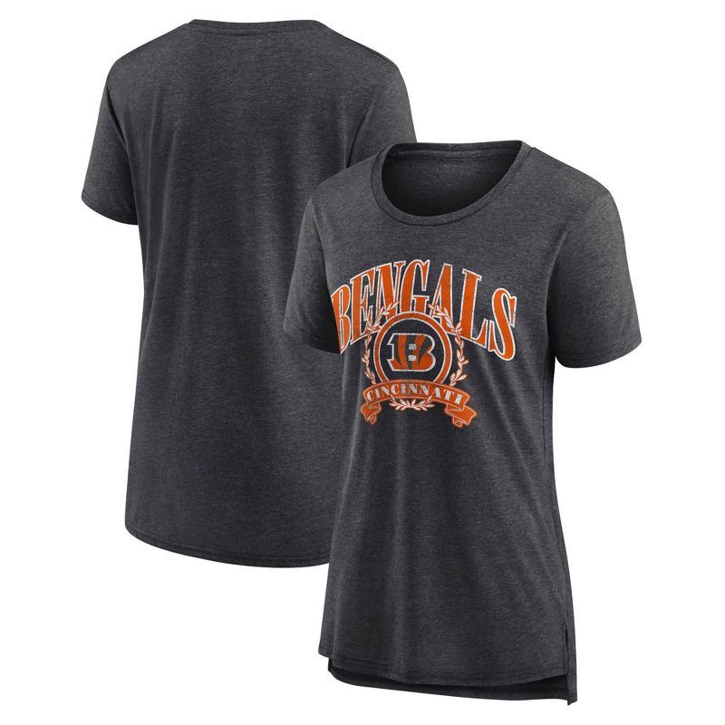 slide 3 of 3, NFL Cincinnati Bengals Women's Heather Short Sleeve Tri-Blend T-Shirt - XL, 1 ct