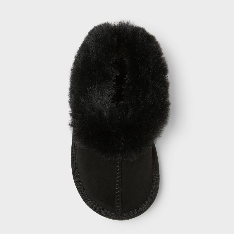 slide 3 of 4, Toddler Piper Faux Fur Cuff Scuff Slippers - Cat & Jack™ Jet Black 7, 1 ct
