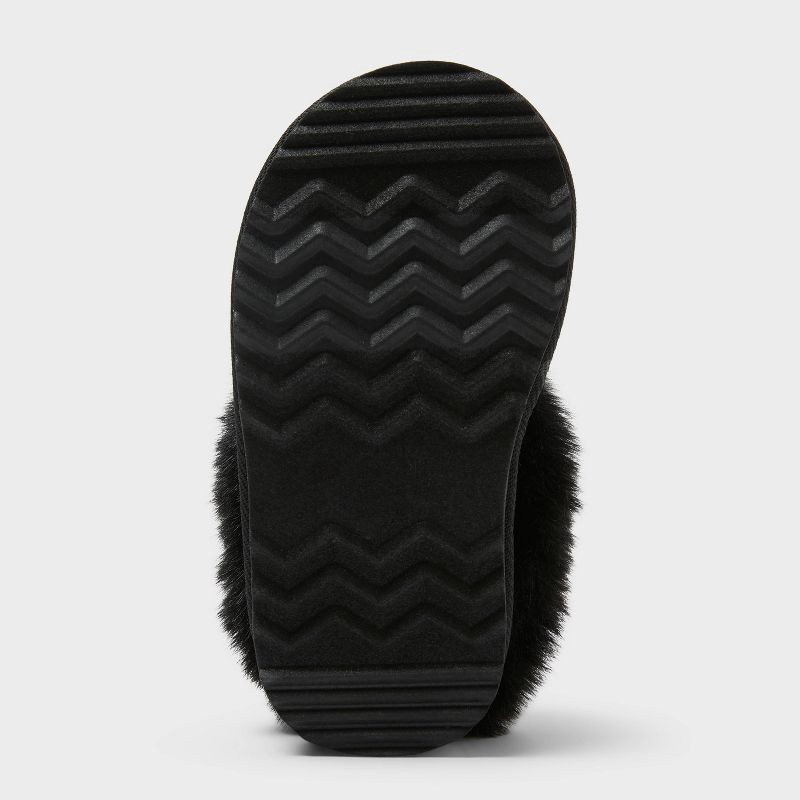 slide 4 of 4, Toddler Piper Faux Fur Cuff Scuff Slippers - Cat & Jack™ Jet Black 10, 1 ct