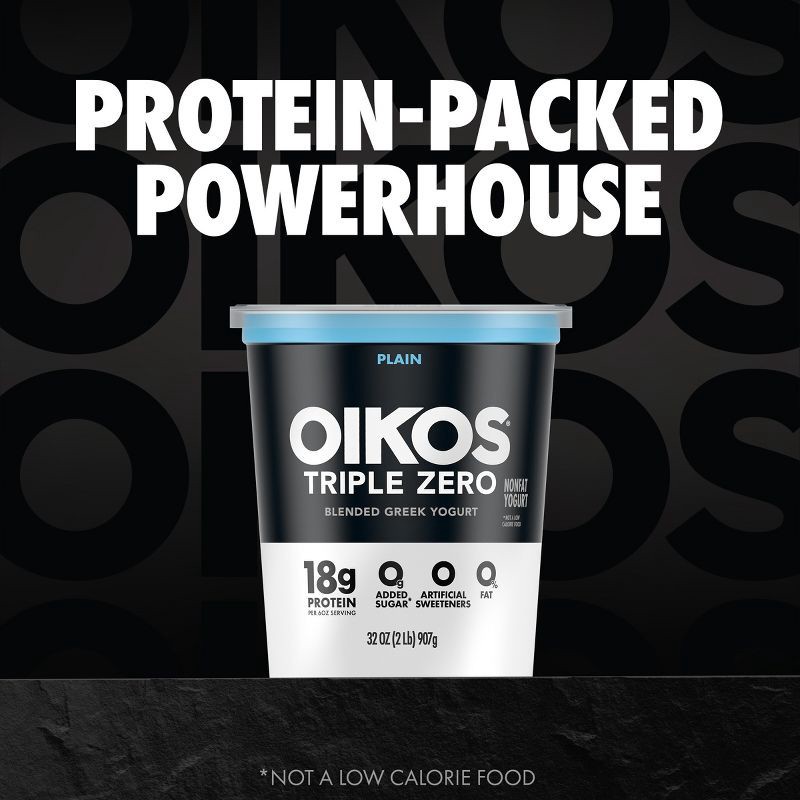 slide 3 of 13, OIKOS Plain Greek Yogurt - 18g protein 32oz, 18 gram, 32 oz