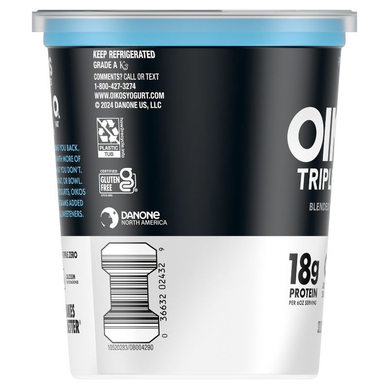 slide 13 of 13, OIKOS Plain Greek Yogurt - 18g protein 32oz, 18 gram, 32 oz