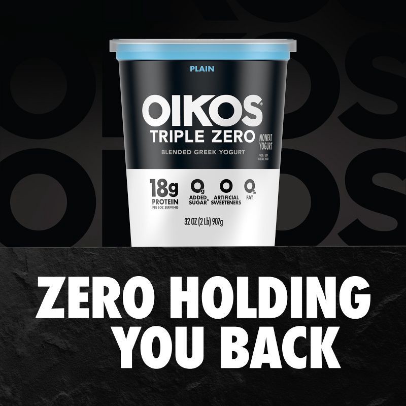 slide 7 of 13, OIKOS Plain Greek Yogurt - 18g protein 32oz, 18 gram, 32 oz