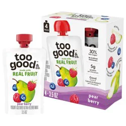 Too Good & Co. Kids' Pear Berry Traditional Yogurt Pouches - 14oz/4ct