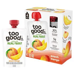 Too Good & Co. Kids' Peach & Mango Traditional Yogurt Pouches - 14oz/4ct