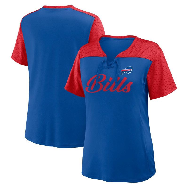 slide 3 of 3, NFL Buffalo Bills Women's Short Sleeve Lace Up V-Neck Top - S, 1 ct