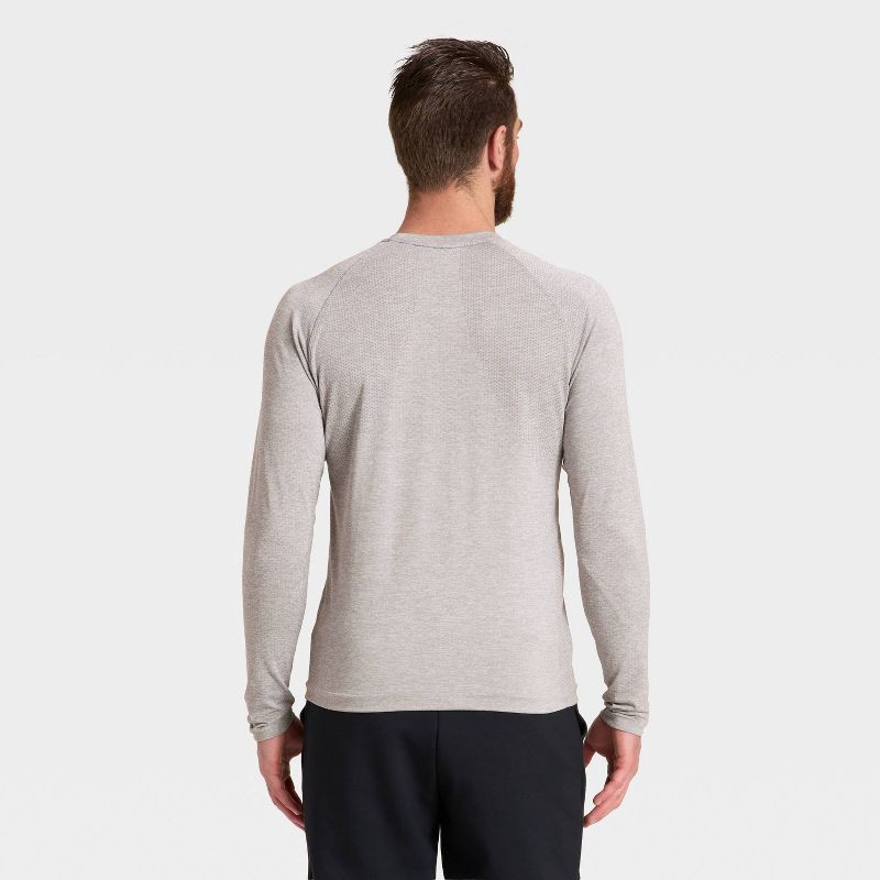 slide 2 of 3, Men's Long Sleeve Seamless T-Shirt - All In Motion™ Heather Gray M, 1 ct