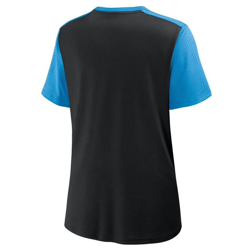 slide 2 of 3, NFL Carolina Panthers Women's Short Sleeve Lace Up V-Neck Top - M, 1 ct