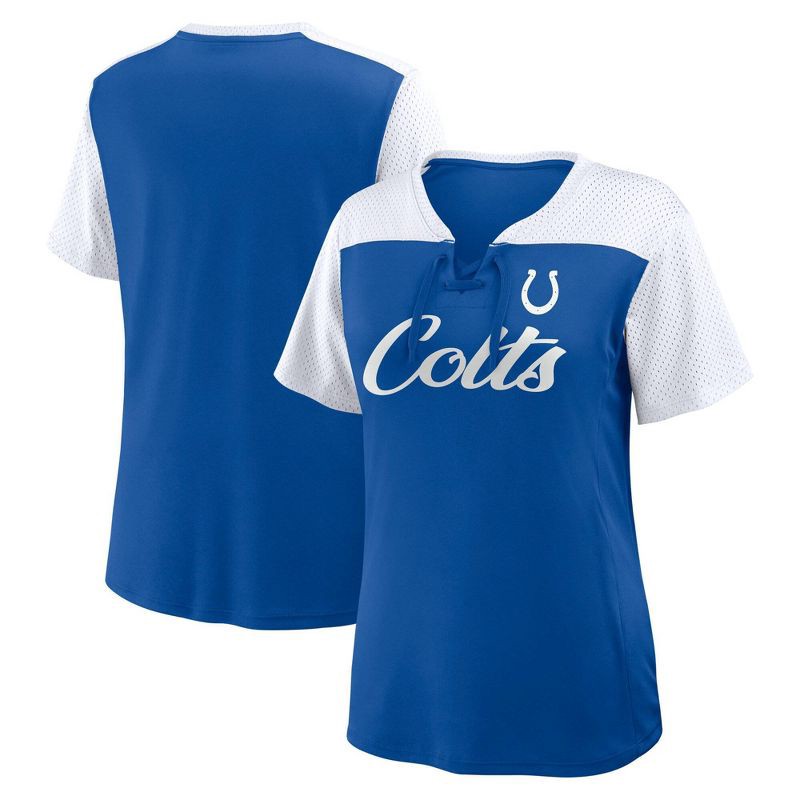 slide 2 of 3, NFL Indianapolis Colts Women's Short Sleeve Lace Up V-Neck Top - M, 1 ct
