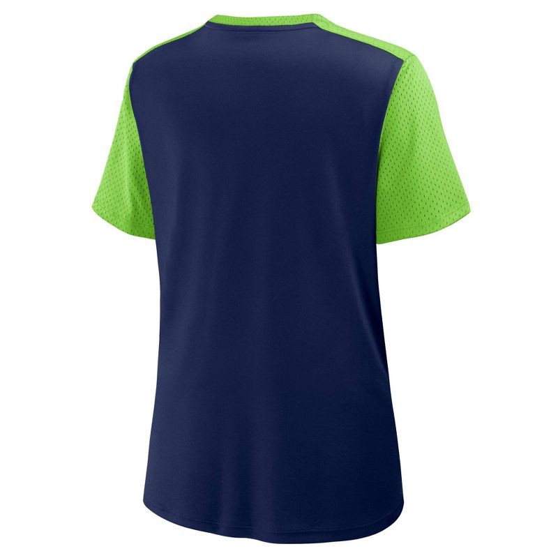 slide 2 of 3, NFL Seattle Seahawks Women's Short Sleeve Lace Up V-Neck Top - M, 1 ct
